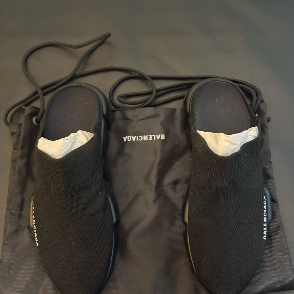 Balenciaga Black Slip-On Knit Shoes - Picture 3 of 7